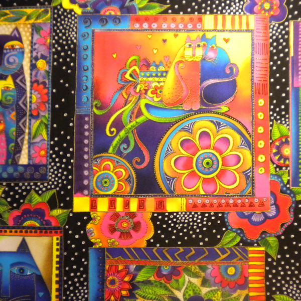 Laurel Burch Fanciful Felines Panel-Black - Image 2