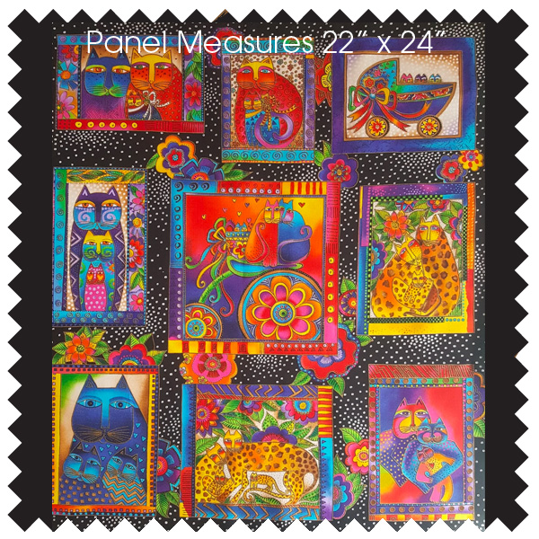 Laurel Burch Fanciful Felines Panel-Black